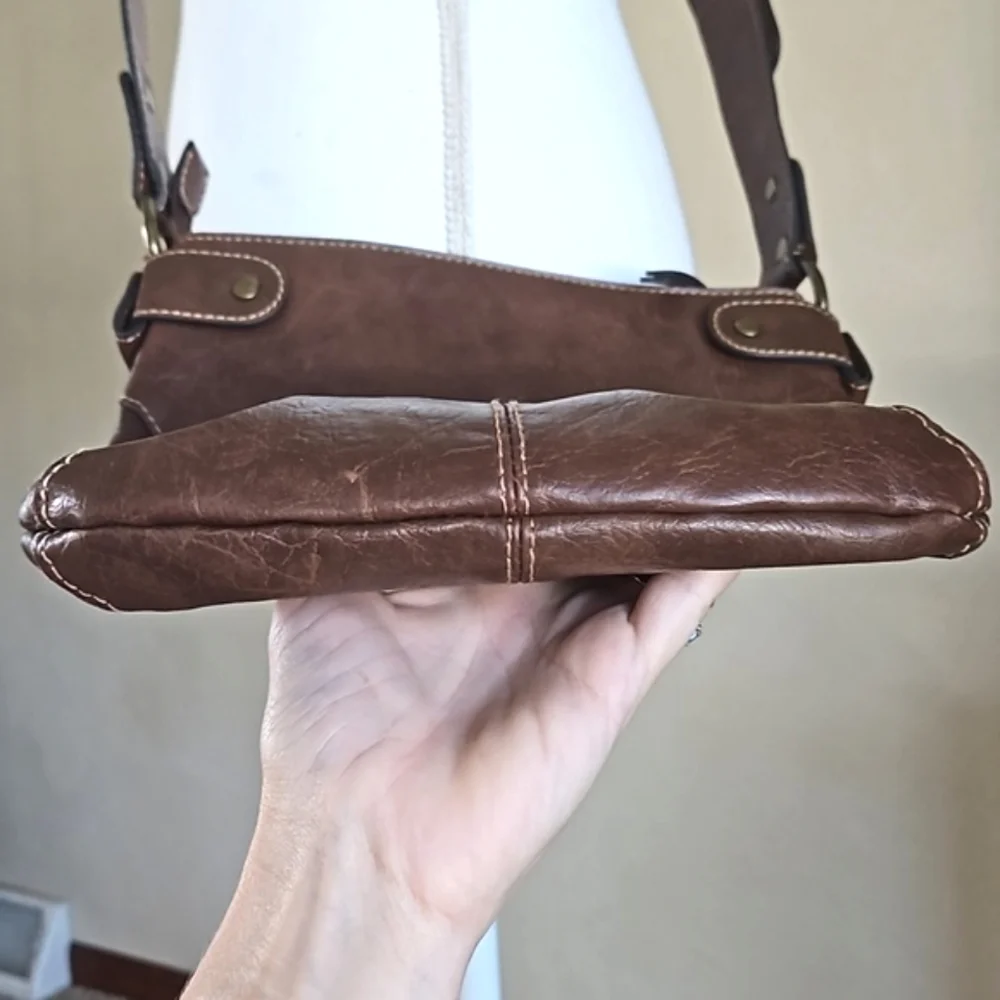 Liz Claiborne Axcess Brown Faux Leather Vintage Satchel Crossbody Bag Purse - Picture 8 of 13